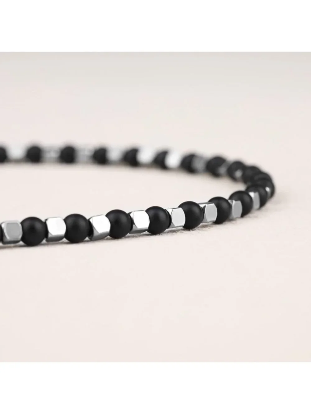 Stylish 4mm Italian Crystal Beaded Bracelet for Men - Fashion Accessory Gift